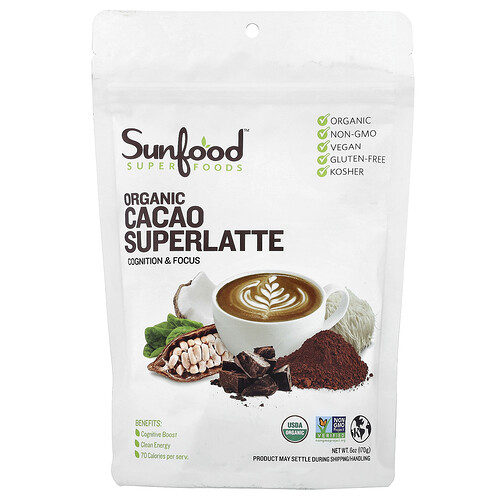 Sunfood Organic Cacao Superlatte, 6 oz (170 g)