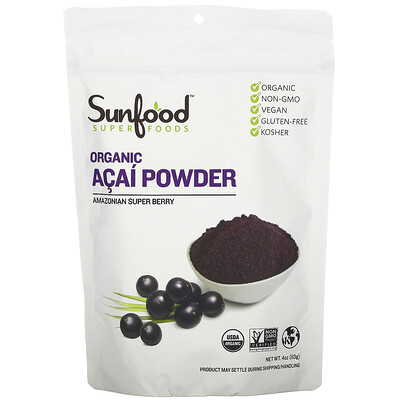 Sunfood Organic Acai Powder, 4 oz (113 g)
