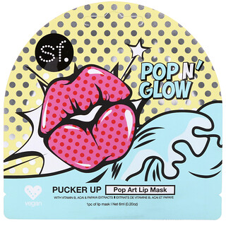 SFGlow, POP n' Glow 系列 Pucker Up 流行艺术唇膜，1 片装，0.20 盎司（6 毫升）