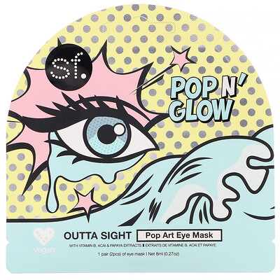 SFGlow POP n' Glow, Outta Sight, Pop Art Eye Mask, 1 Eye Mask, 0.27 oz (8 ml)