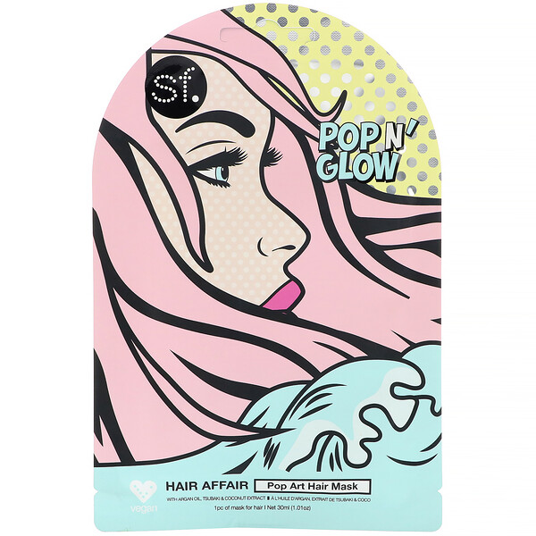POP n' Glow, Hair Affair, Pop Art Hair Mask, 1 Sheet, 1.01 oz (30 ml)
