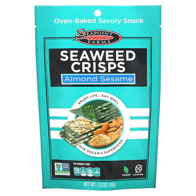 Seapoint Farms чипсы из морских водорослей, миндаль и кунжут, 35 г (1,2 унции)
