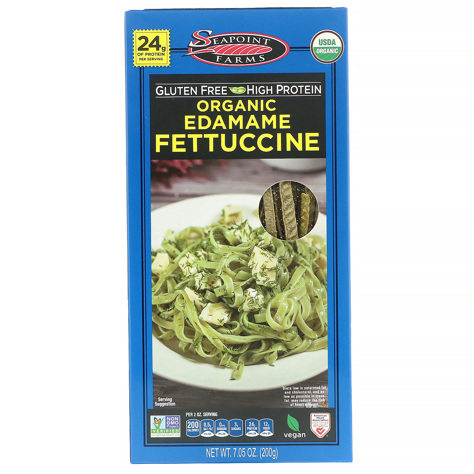 Seapoint Farms Organic Edamame Fettuccine 7 05 Oz 200 G Iherb