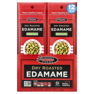 Seapoint Farms, Edamame tostado en seco, sal marina, 12 paquetes, 45 g (1,58 oz) cada uno