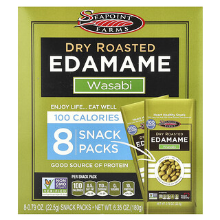 Seapoint Farms, Trocken geröstete Edamame, Scharfes Wasabi, 8 Snack-Päckchen, je 22.5 g