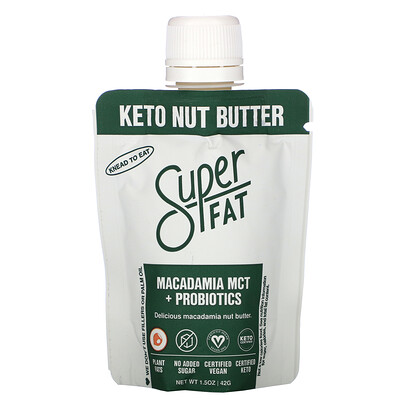 SuperFat Keto Nut Butter, Macadamia MCT + Probiotics, 1.5 oz (42 g)
