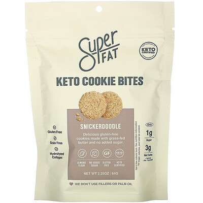 SuperFat Keto Cookie Bites, Snickerdoodle, 3 Packs, 6.2 oz (176g) Each