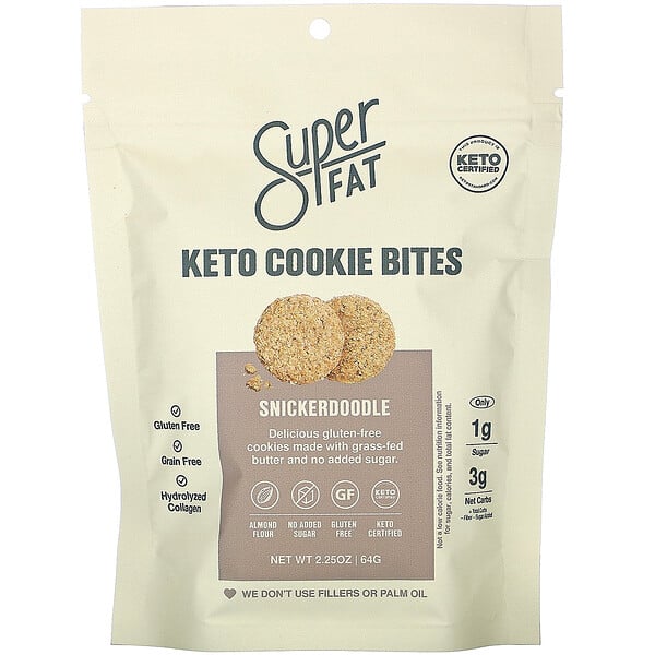 SuperFat, Keto Cookie Bites, Snickerdoodle, 3 Packs, 6.2 oz (176g) Each