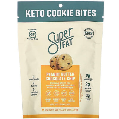 

SuperFat Keto Cookie Bites Peanut Butter Chocolate Chip 2.25 oz (64 g)