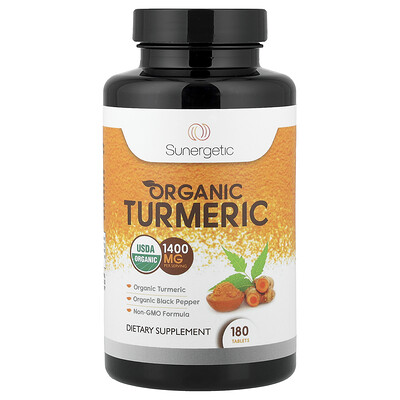 Sunergetic, Cúrcuma orgánica, 180 comprimidos