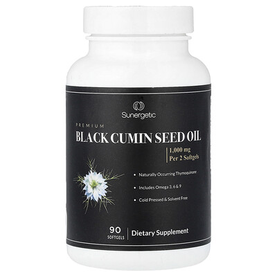 Sunergetic, Premium Black Cumin Seed Oil, 90 Softgels (500 mg per Softgel)