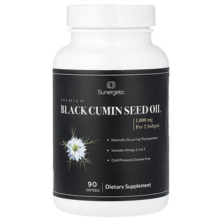 Sunergetic, Premium sort spidskommenfrøolie, 90 bløde kapsler (500 mg pr. blød kapsel)