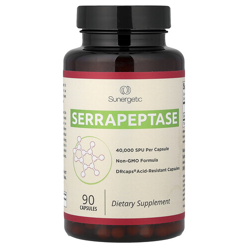 Sunergetic Serrapeptase Enzyme Supplement, 40,000 Spu, 90 Capsules