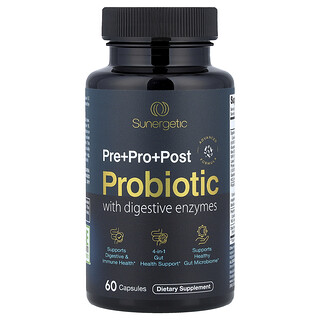 Sunergetic, Suplemento probiótico con enzimas digestivas, 60 cápsulas