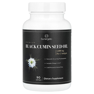 Sunergetic, Premium Black Cumin Seed Oil, 1,000 mg, 90 Softgels (500 mg per Softgel)