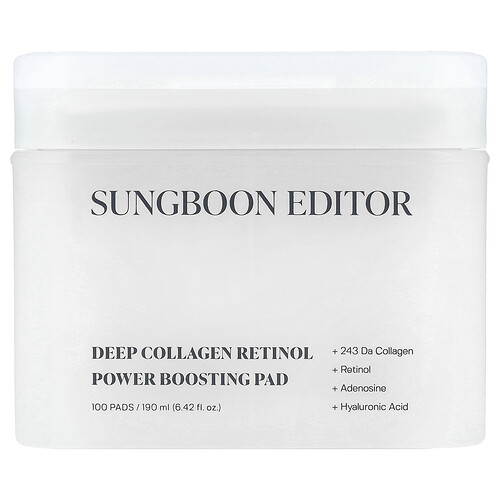 Sungboon Editor Deep Collagen Retinol Power Boosting Pad, 100 Pads
