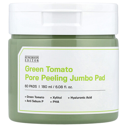 Sungboon Editor Green Tomato Pore Peeling Jumbo Pad, 60 Pads, 6.08 fl oz (180 ml)
