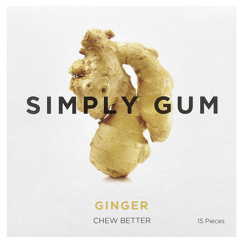 Simply Gum, Chewing Gum, Ginger , 15 Pieces