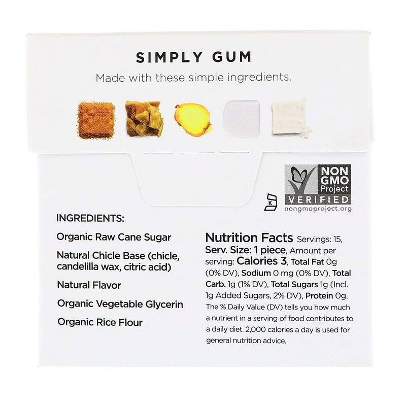 Simply Gum, Gum, Natural Ginger, 15 Pieces iHerb
