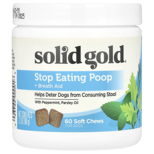 Solid Gold, Stop Eating Poop + Breath Aid, For Dogs , 60 Soft Chews, 3.2 oz (90 g)