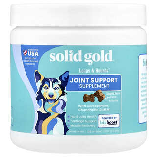 Solid Gold, Leaps & Hounds™, Συμπλήρωμα Υποστήριξης Αρθρώσεων, Για Σκύλους, Καπνιστό Μπέικον, 120 Μαλακές Μασώμενες Μπαχαρικές, 7,6 oz (216 g)