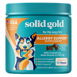Solid Gold, Pet Pal-Lergy Pro™, 알레르기 지원 보충제, 반려견용, 훈제 베이컨, 소프트츄 60개, 108g(3.8oz)