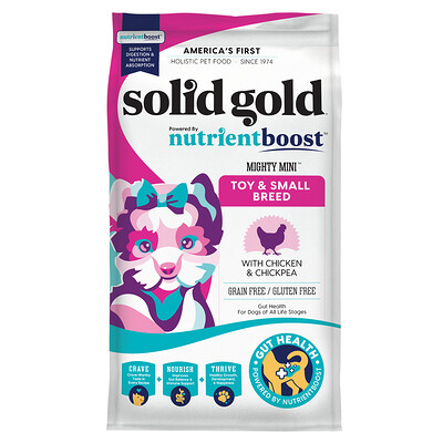 Solid Gold, Mighty Mini™, For Toy & Small Breed Dogs, Chicken, Chickpea & Pumpkin Recipe, 3.75 lbs (1.7 kg)