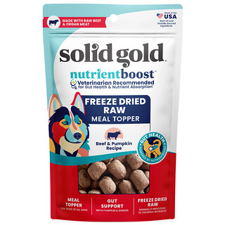 Solid Gold, Nutrientboost™, Liofilizirani sirovi dodatak prehrani, Za pse, Sve uzraste, Recept s govedinom i bundevom, 354 g