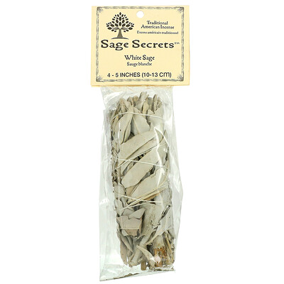 Sage Spirit традиционные американские благовония, белый шалфей, 1 веточка для окуривания, 10–13 см (4–5 дюймов)