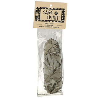Sage Spirit, Traditional American Incense, White Sage, 1 Smudge Wand, 4-5 Inches (10-13 cm)