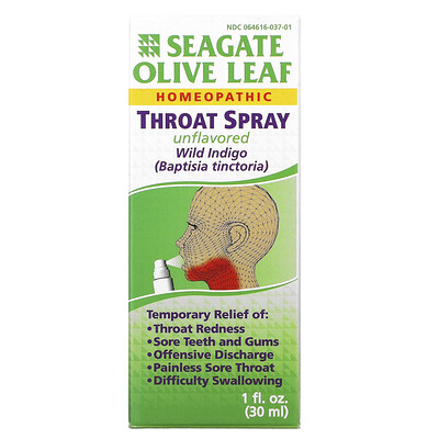 

Seagate Спрей для горла с листом оливы, без вкуса, 1 жидкая унция (30 мл)