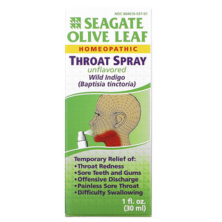 Seagate, بخاخ الحلق من خلاصة أوراق الزيتون، غير منكَّه، أونصة سائلة (30 مل)