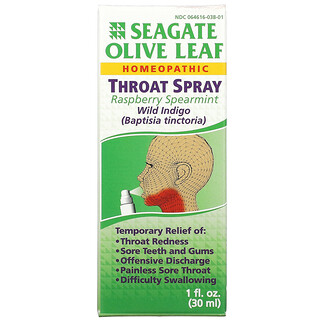 Seagate, Spray para garganta Olive Leaf, Frambuesa, 1 fl oz (30 ml)