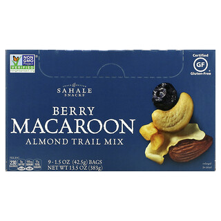Sahale Snacks, Mistura para Trilha de Amêndoas, Macaroon de Frutos Silvestres, 9 Pacotes, 42,5 g (1,5 oz) Cada