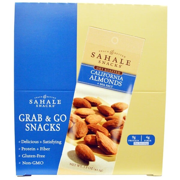Sahale Snacks, ドライロースト、カリフォルニア アーモンド + シーソルト、9パック、各1.5 oz (42.5 g)