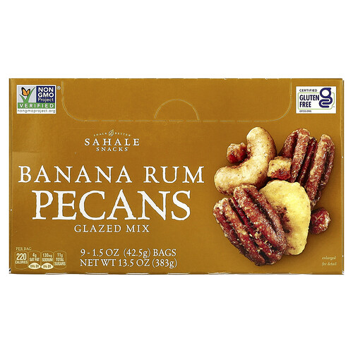 Sahale Snacks Glazed Mix, Banana Rum Pecans, 9 Bags, 1.5 oz (42.5 g) Each