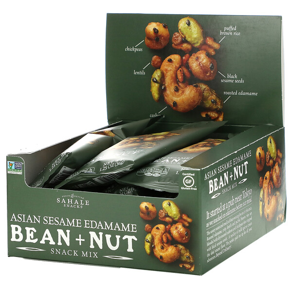 Snack Mix, Asian Sesame Edamame Bean + Nut, 9 Bags,1.25 oz (36 g) Each