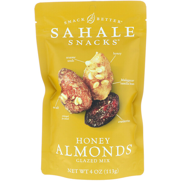 Sahale Snacks‏, خليط بطبقة لامعة، لوز بالعسل، عبوة 4 أونصات (113جم)