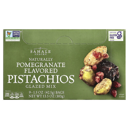 Sahale Snacks, Glazed Mix, Natural Pomegranate Pistachios, 9 Packs, 1.5 oz (42.5 g) Each