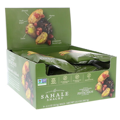 Sahale Snacks Glazed Mix, Pomegranate Pistachios, 9 Packs, 1.5 oz (42.5 g) Each