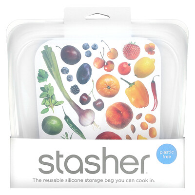 Stasher Многоразовый силиконовый контейнер для еды, удобный размер для бутербродов, средний, прозрачный, 450мл (15жидк.унций)
