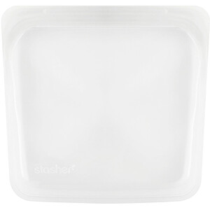 Отзывы о Stasher, Reusable Silicone Food Bag, Sandwich Size Medium, Clear, 15 fl oz (450 ml)