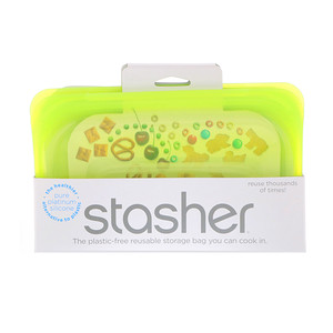 Отзывы о Stasher, Reusable Silicone Food Bag, Snack Size Small, Lime, 9.9 fl oz (293.5 ml)
