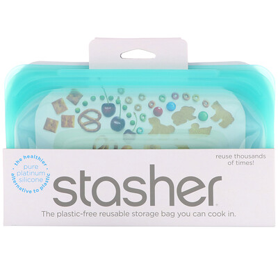 Stasher Многоразовый силиконовый контейнер для еды, удобный размер для перекусов, маленький, голубой, 293,5 мл (9,9 жидк. унции)
