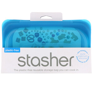 Отзывы о Stasher, Reusable Silicone Food Bag, Snack Size Small, Blue, 9.9 fl oz (293.5 ml)