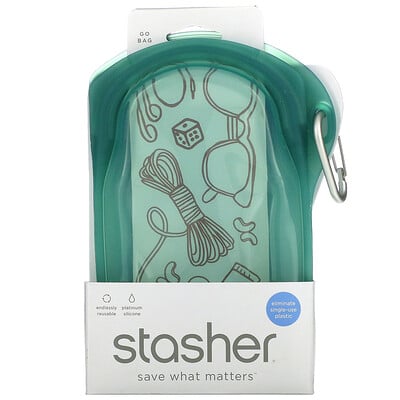Stasher, Go Bag, зеленый, 1 пакетик, 532 мл (18 жидк. Унций)