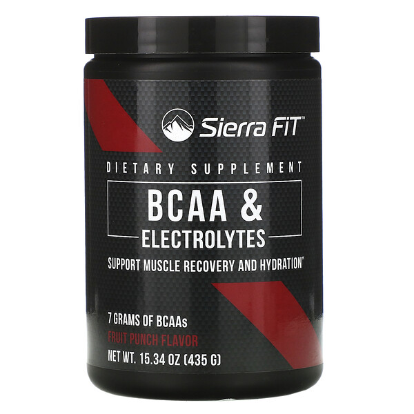 Sierra Fit, BCAA y electrolitos, 7 g de BCAA, Ponche de frutas, 435 g (15,34 oz)