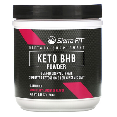 Sierra Fit Keto BHB в порошке, бета-гидроксибутират, вкус ягодного лимонада, 158 г (5,55 унции)