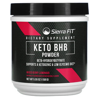 Sierra Fit, Polvo con BHB para dietas cetogénicas, Beta-hidroxibutirato, Limonada con bayas mixtas, 158 g (5,55 oz)