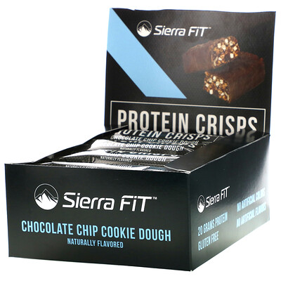 Sierra Fit протеиновые чипсы, батончики с шоколадной крошкой, 12 батончиков, 56 г (1,98 унции) каждый